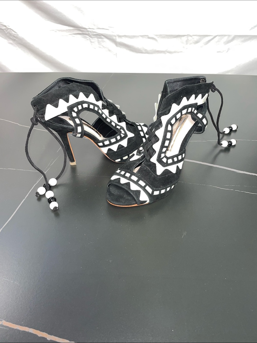 SOPHIA WEBSTER RIKO SUEDE AND LEATHER HEELS FTL-08-200